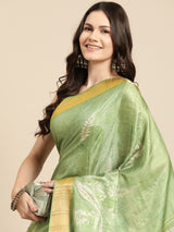 Green Soft Silk Digital Print Saree