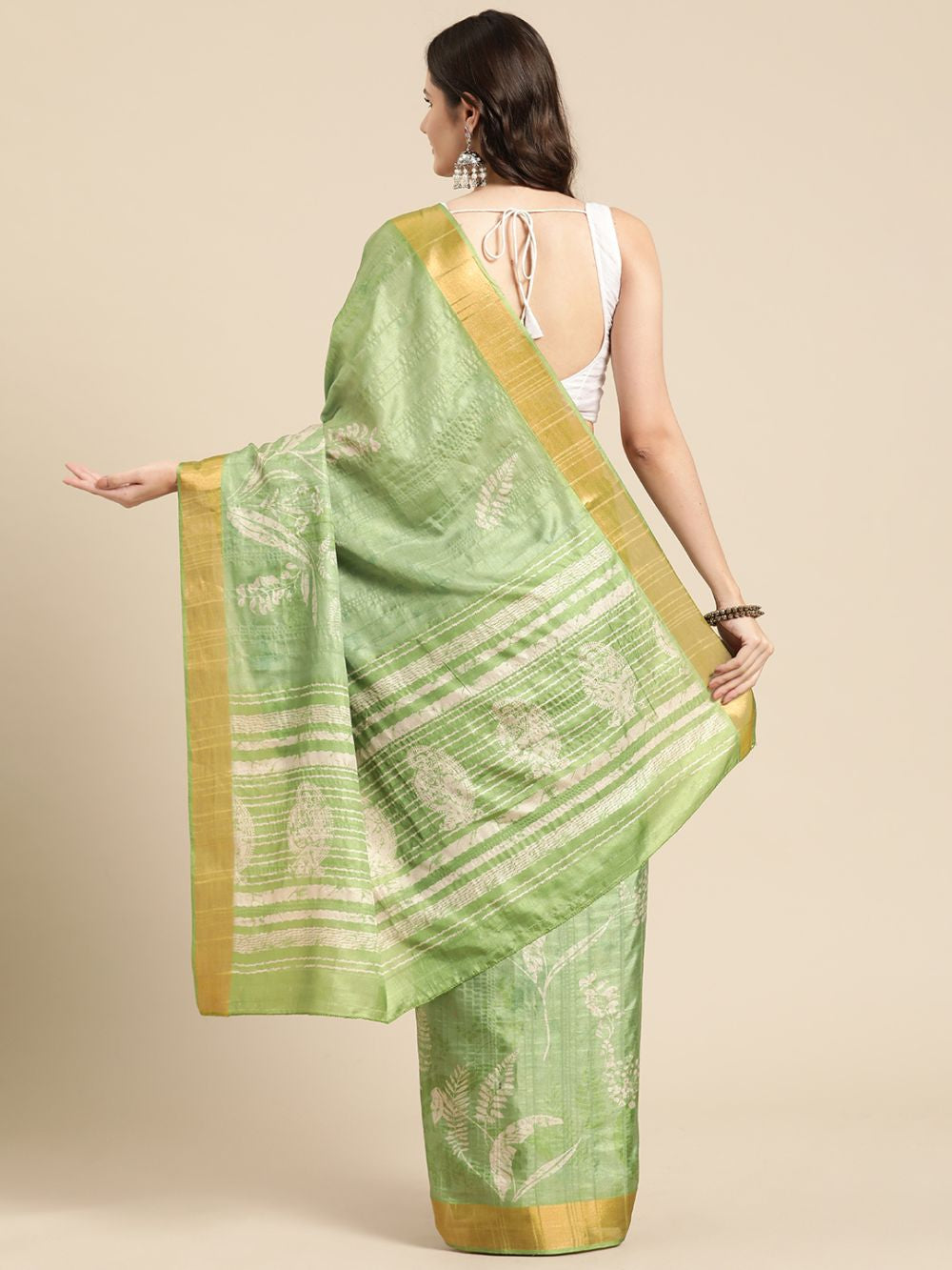 Green Soft Silk Digital Print Saree