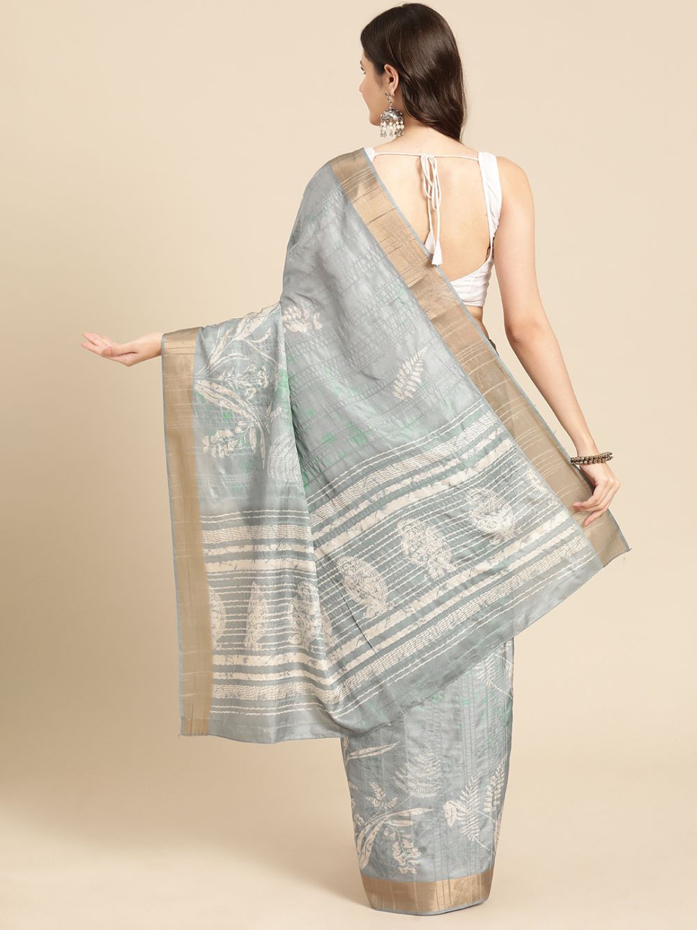 Grey Soft Silk Digital Print Saree