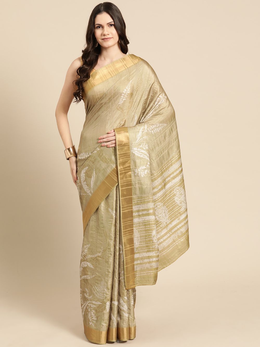 Olive Soft Silk Digital Print Saree