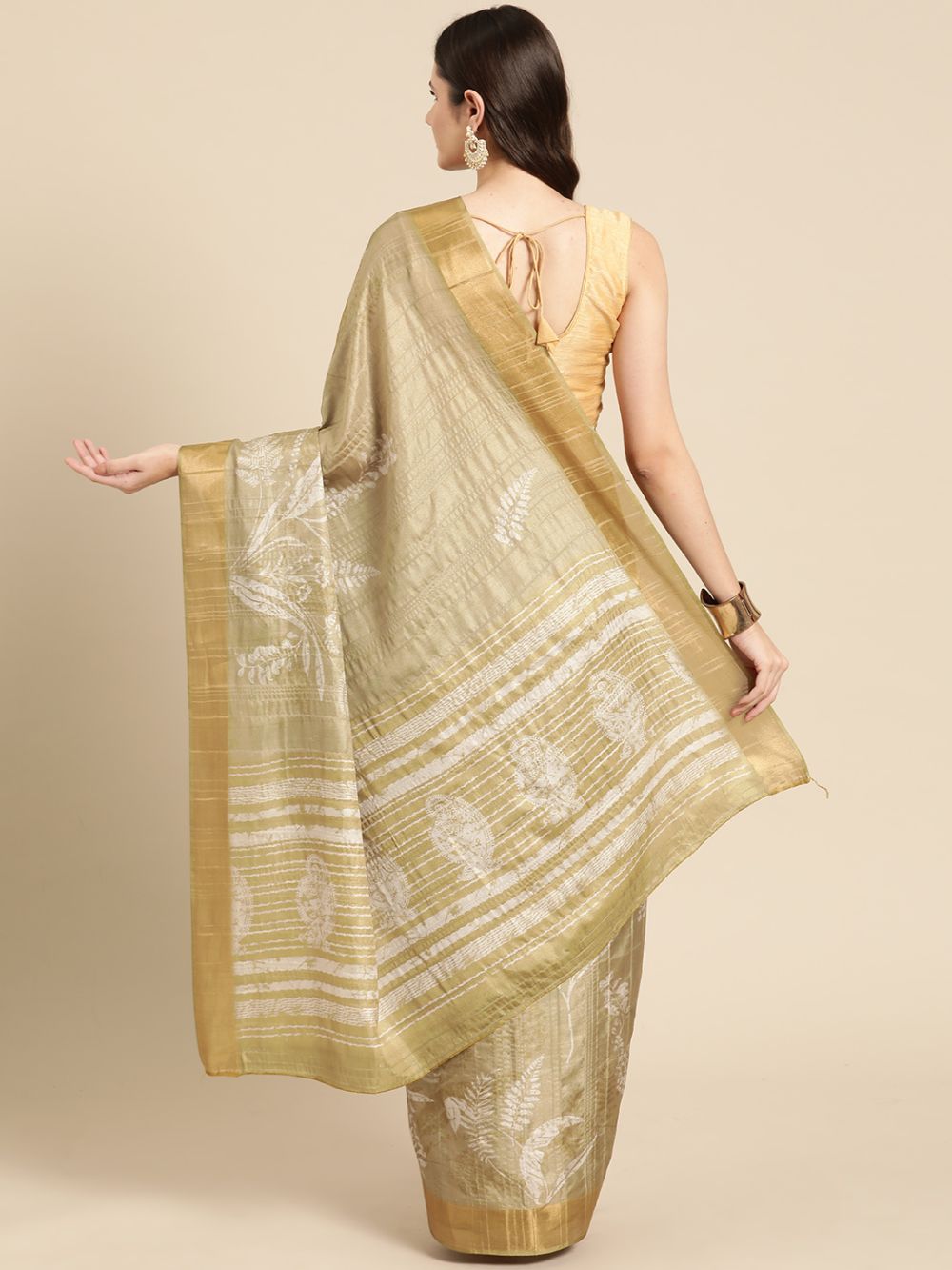 Olive Soft Silk Digital Print Saree