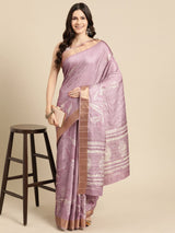 Purple Soft Silk Digital Print Saree