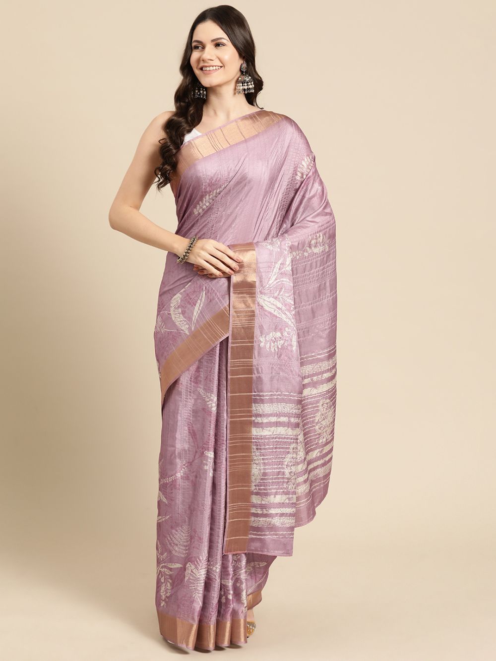 Purple Soft Silk Digital Print Saree