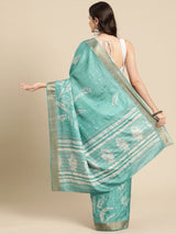 Teal Soft Silk Digital Print Saree