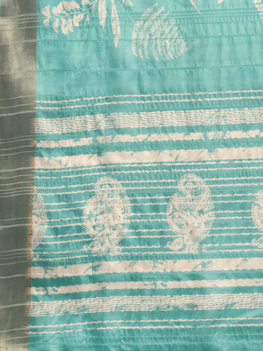 Teal Soft Silk Digital Print Saree