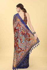 Blue Bandhani Cotton Blend Saree