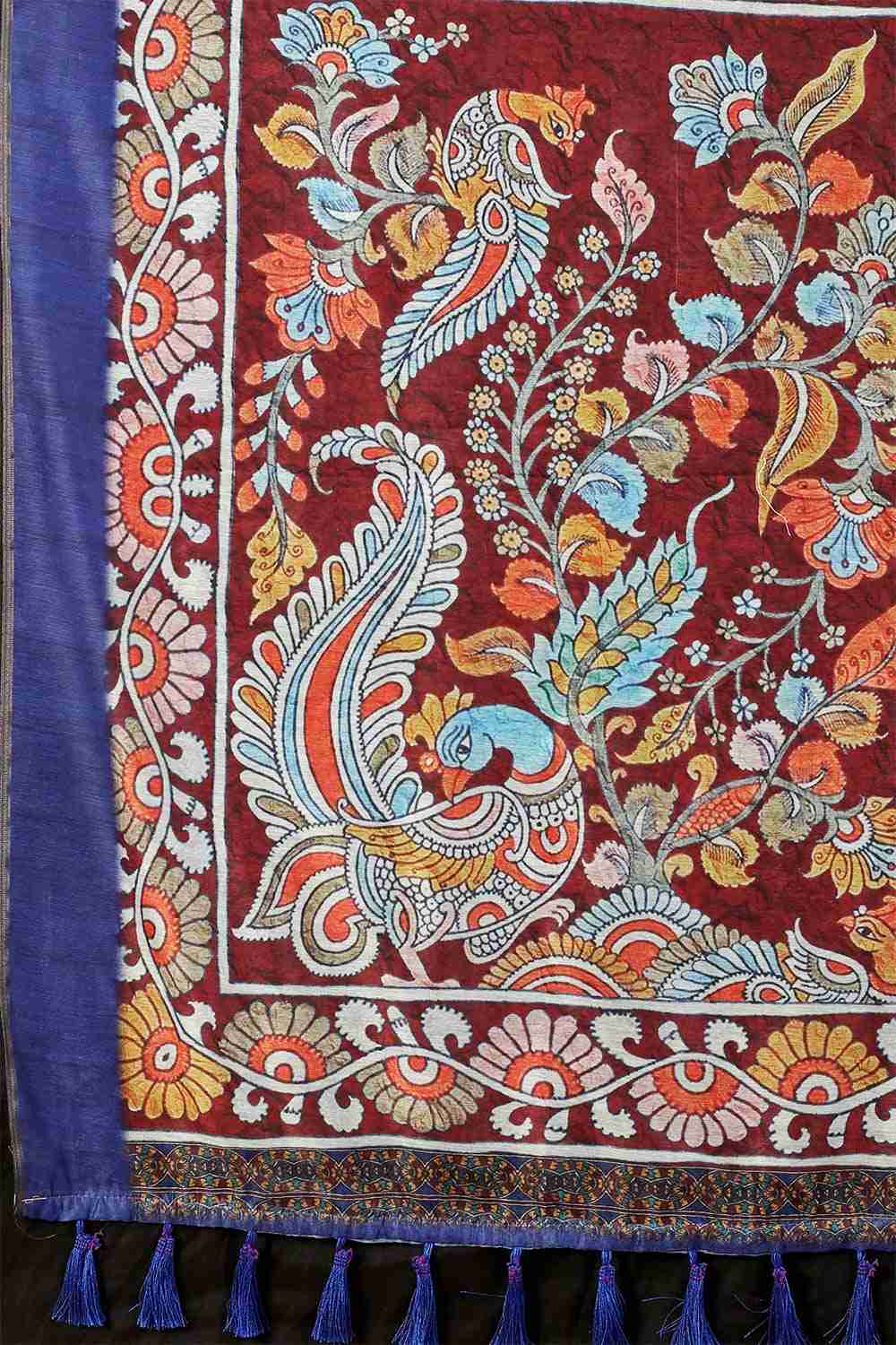 Blue Bandhani Cotton Blend Saree