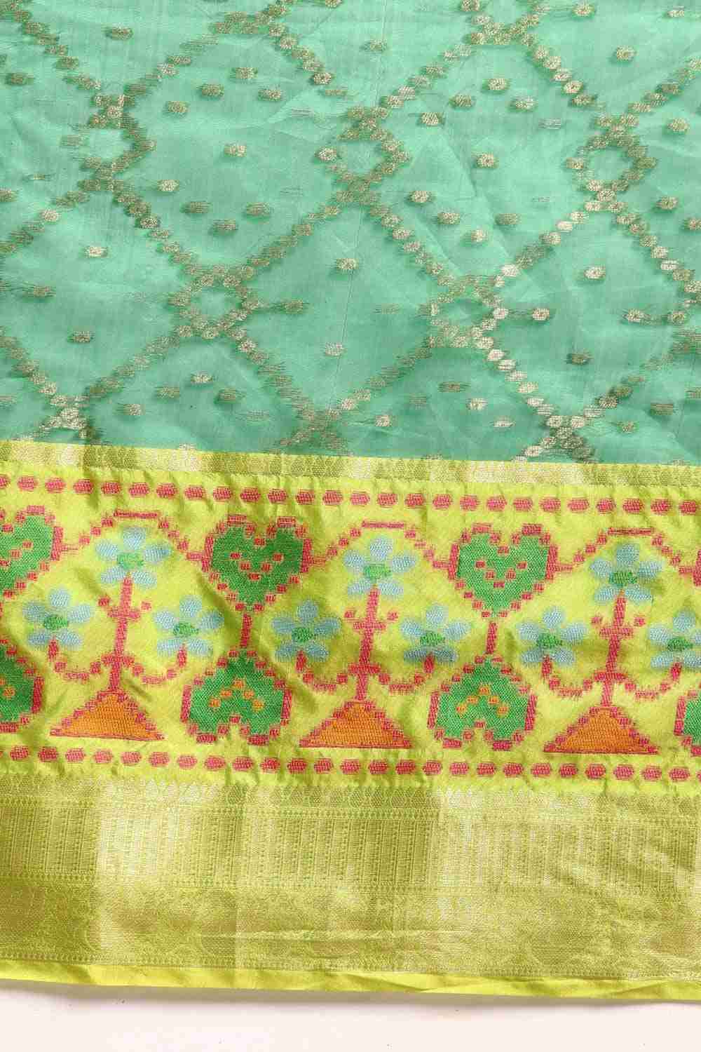 Green Woven Silk Blend Saree