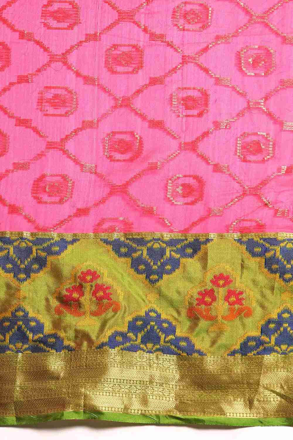 Pink Woven Silk Blend Saree