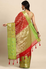 Red Woven Silk Blend Saree