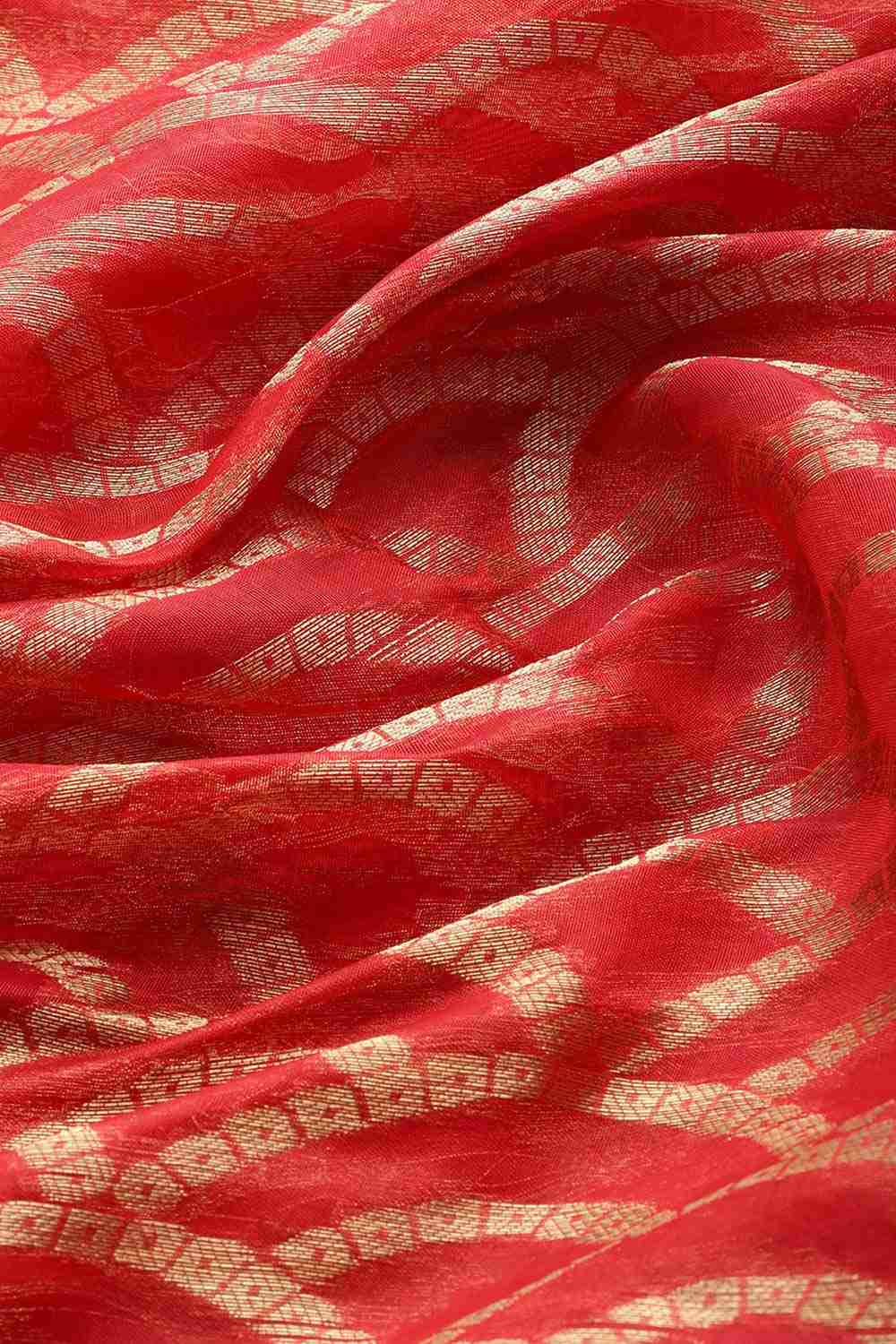 Red Woven Silk Blend Saree