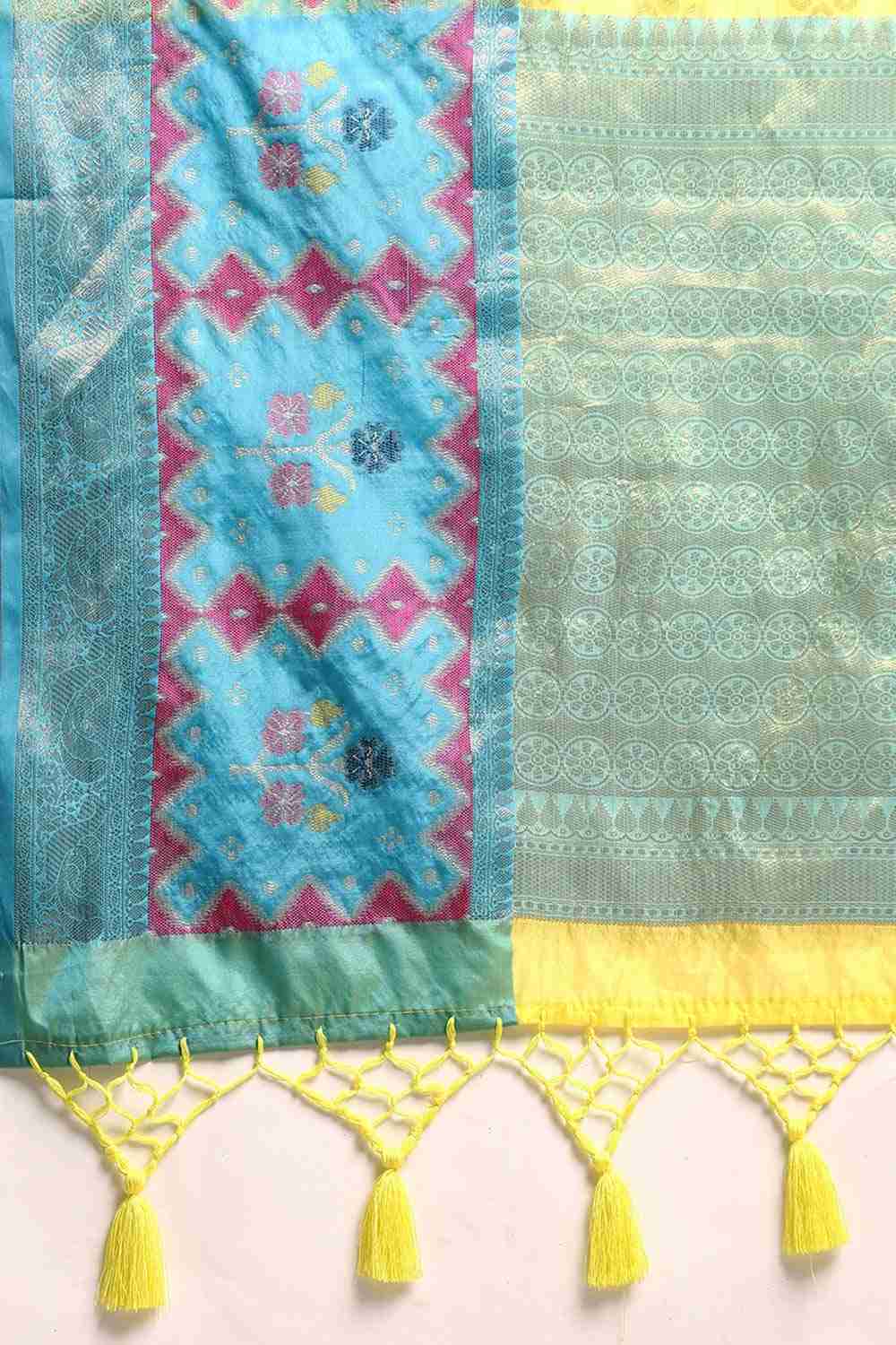 Yellow Woven Silk Blend Saree