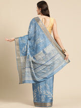 Blue Soft Silk Digital Print Saree