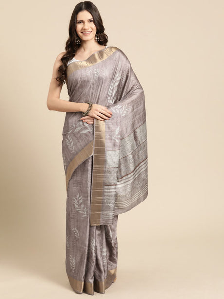 Brown Soft Silk Digital Print Saree