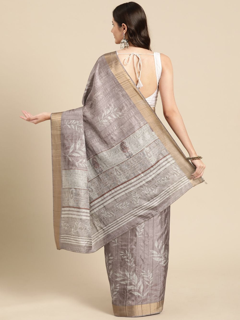 Brown Soft Silk Digital Print Saree