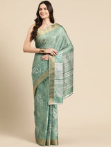 Green Soft Silk Digital Print Saree