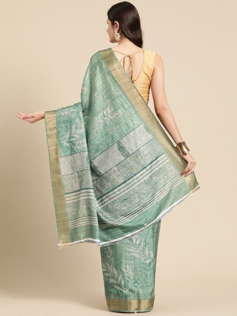 Green Soft Silk Digital Print Saree