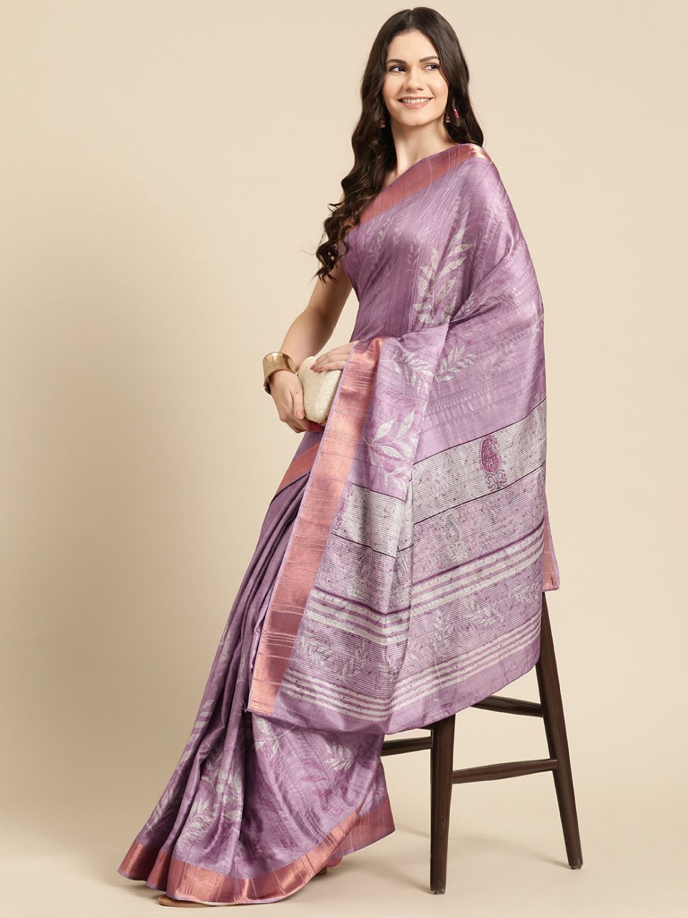 Lavender Soft Silk Digital Print Saree