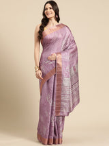 Lavender Soft Silk Digital Print Saree