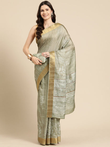 Olive Soft Silk Digital Print Saree