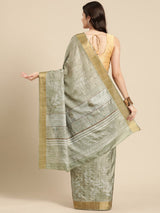 Olive Soft Silk Digital Print Saree