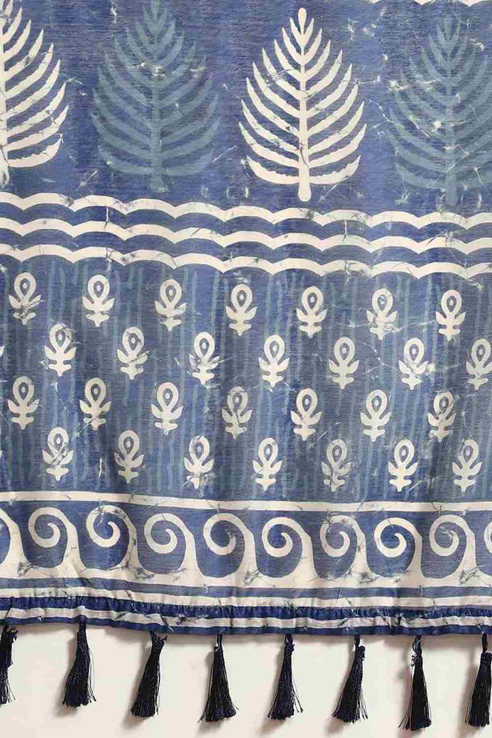 Buy Blue Cotton Block Printed Handloom Saree Saree Online