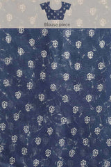 Buy Blue Cotton Block Printed Handloom Saree Saree Online