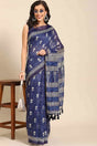 Buy Blue Cotton Block Printed Handloom Saree Saree Online