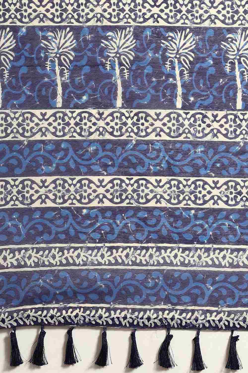 Buy Blue Cotton Block Printed Handloom Saree Saree Online