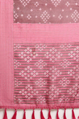 Buy Brown Poly Cotton Bandhani Printed Handloom Saree Saree Online