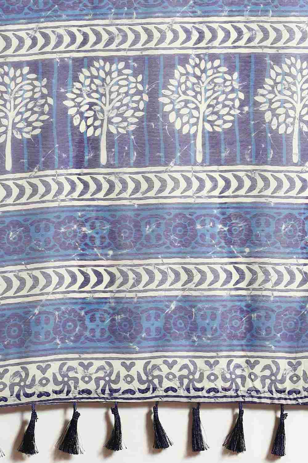 Buy Blue Cotton Block Printed Handloom Saree Saree Online