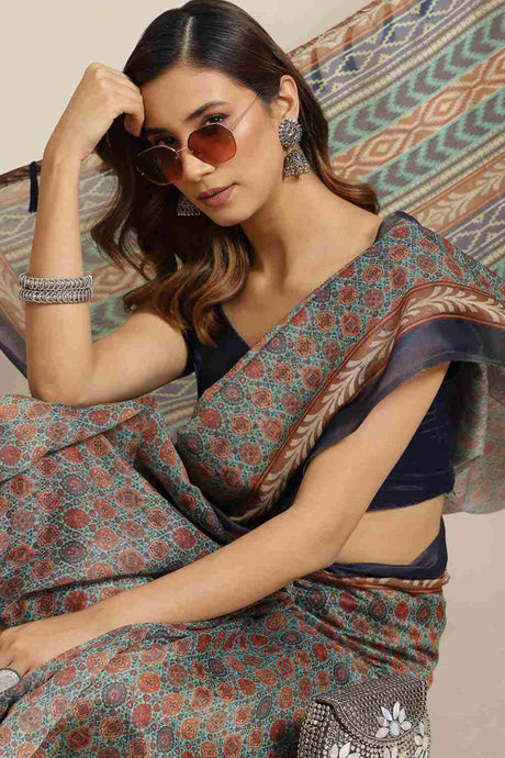 Buy Multicolor Cotton Block Printed Handloom Saree Saree Online