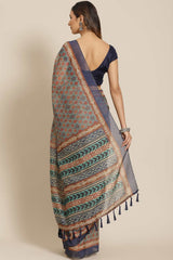 Buy Multicolor Cotton Block Printed Handloom Saree Saree Online