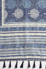 Buy Blue Cotton Block Printed Handloom Saree Saree Online