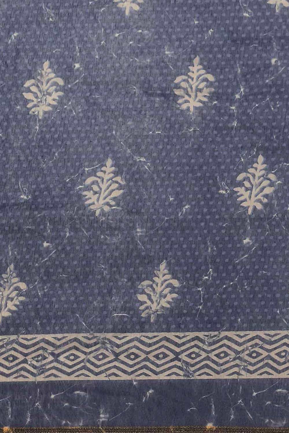 Buy Blue Cotton Block Printed Handloom Saree Saree Online