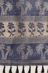 Buy Blue Cotton Block Printed Handloom Saree Saree Online