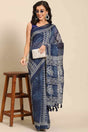 Buy Blue Cotton Block Printed Handloom Saree Saree Online