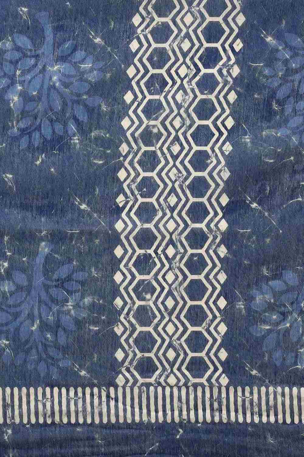 Buy Blue Cotton Block Printed Handloom Saree Saree Online