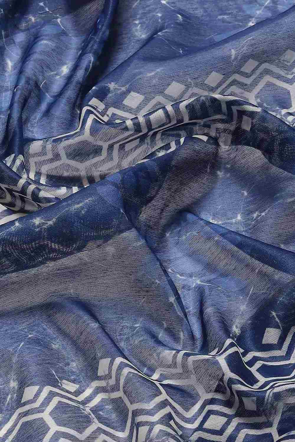 Buy Blue Cotton Block Printed Handloom Saree Saree Online