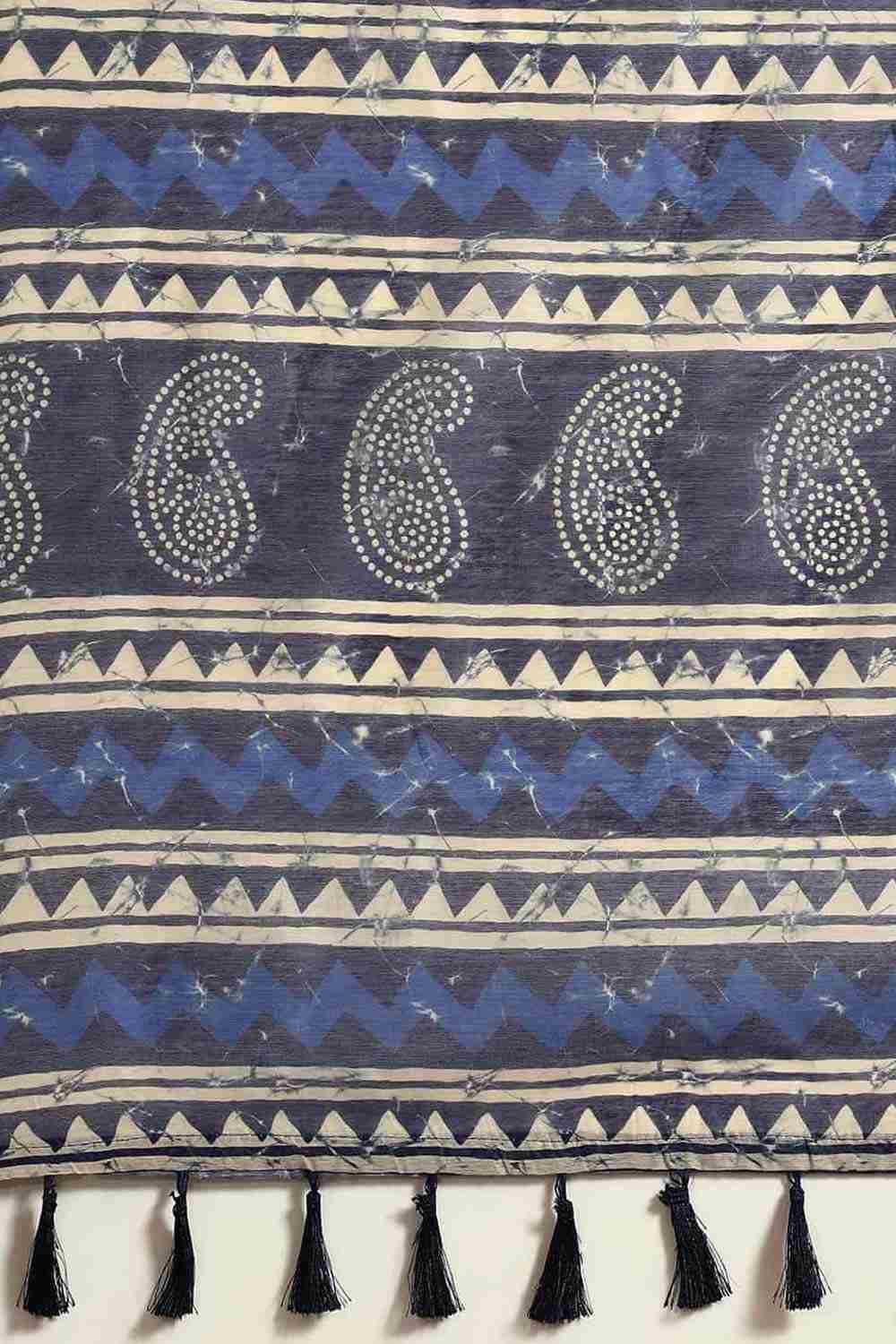 Buy Blue Cotton Block Printed Handloom Saree Saree Online