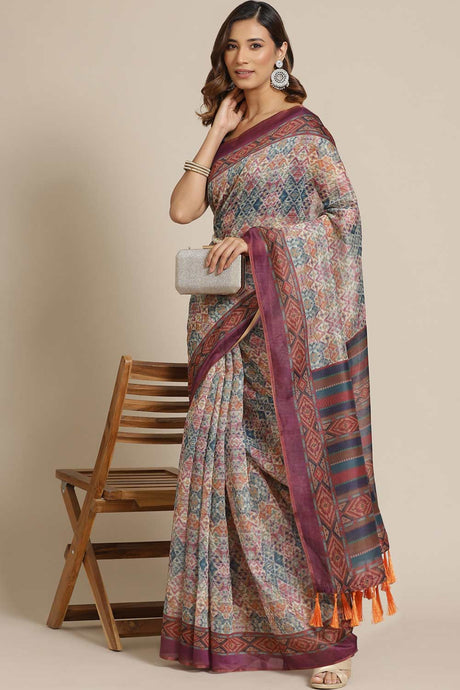 Buy Multicolor Cotton Block Printed Handloom Saree Saree Online