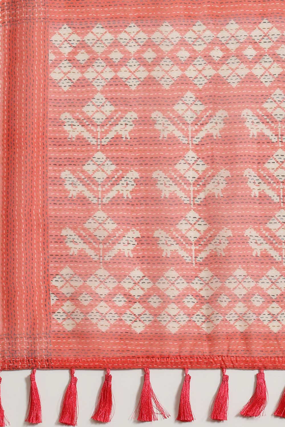 Buy Pink Cotton Block Printed Handloom Saree Saree Online