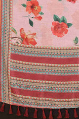 Pink Block Print Pure Cotton Saree