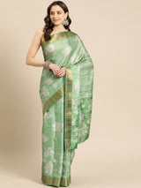 Green Soft Silk Digital Print Saree