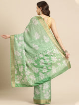 Green Soft Silk Digital Print Saree