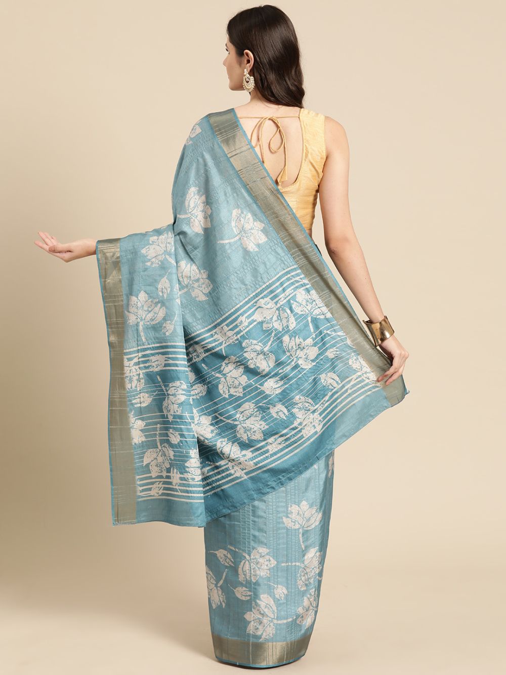 Teal Soft Silk Digital Print Saree