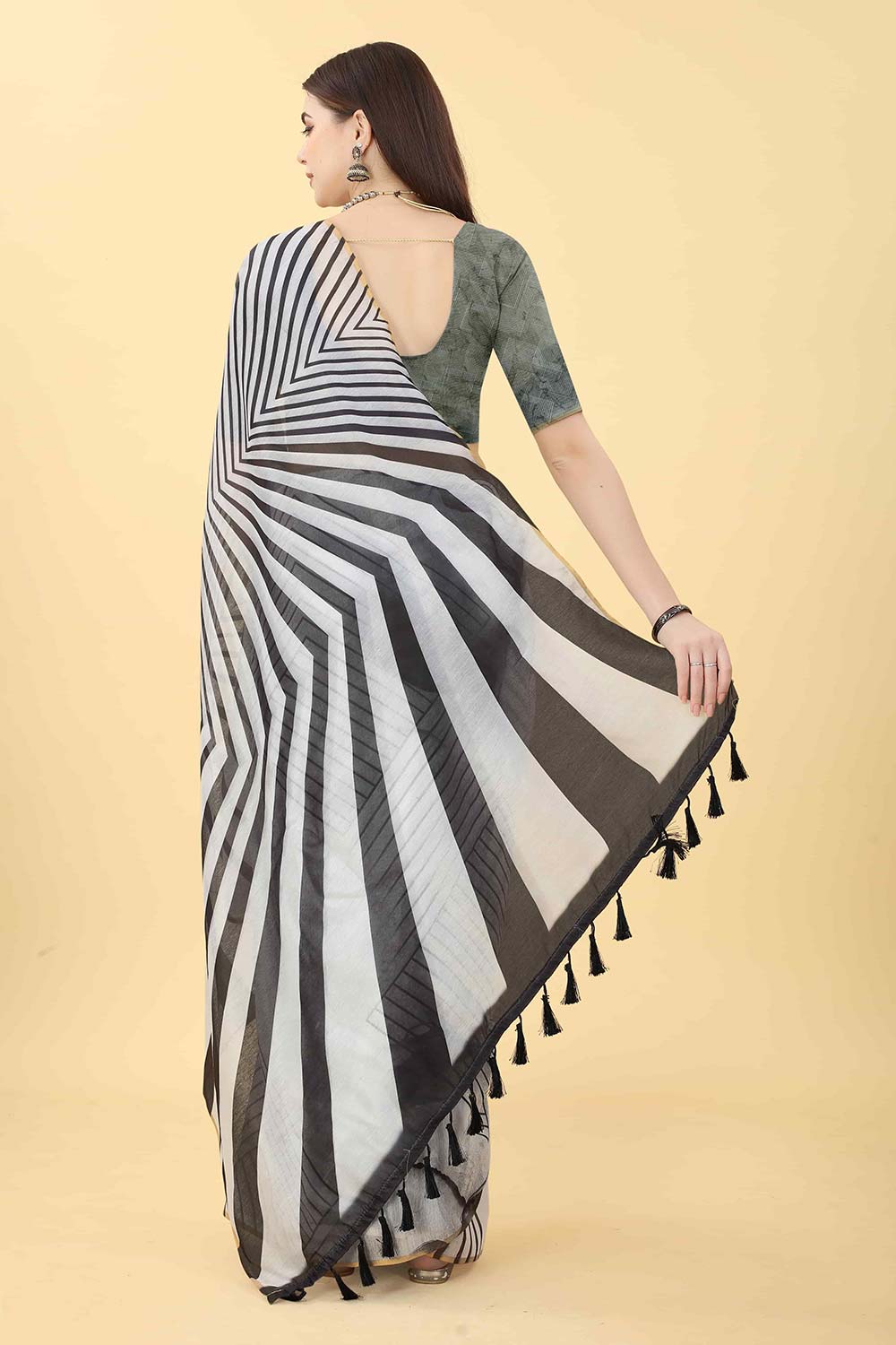 Black Zari Cotton Blend Saree