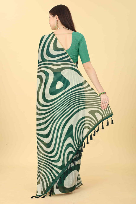 Green Zari Cotton Blend Saree