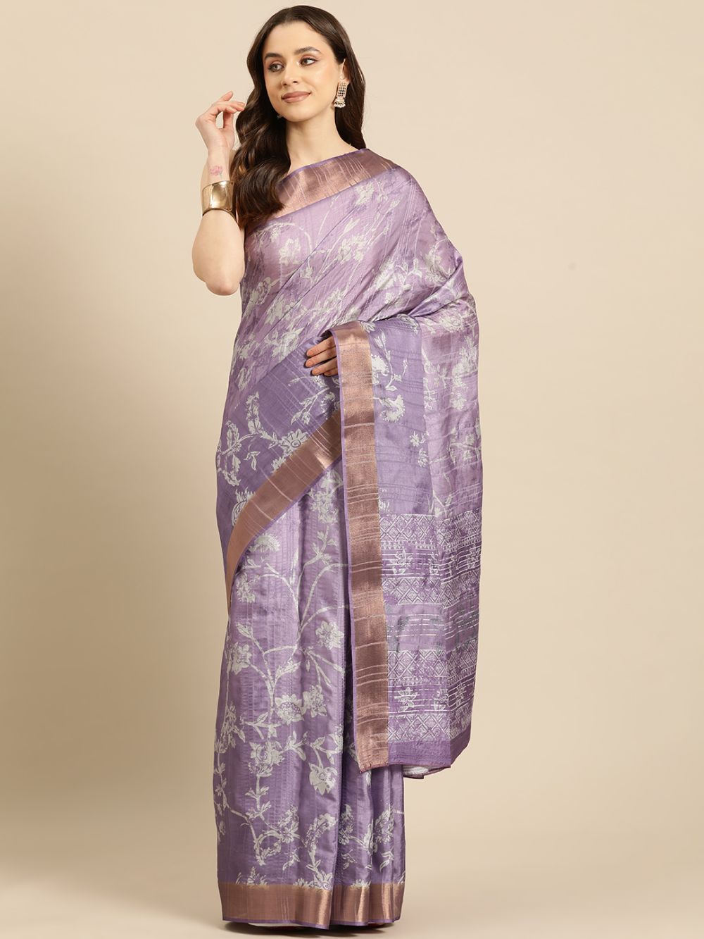 Lavender Soft Silk Digital Print Saree