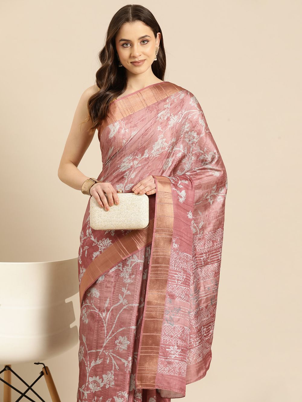 Maroon Soft Silk Digital Print Saree